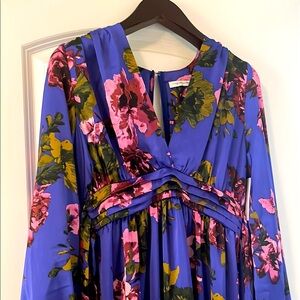 Floral Long Sleeve Dress in Blue and Pink